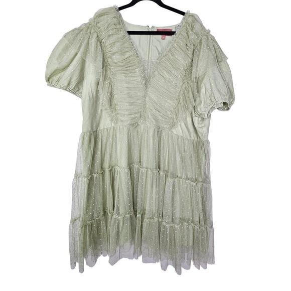 Jessakae Veronica Dress 5X Gauzy Tiered Romantic Sage Green V Neck Formal - Picture 2 of 4